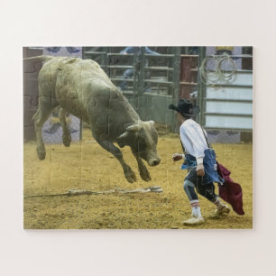Cowboy Rodeo Clown Stier Afleidend Western Sport Legpuzzel
