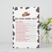 Cowboy Rodeo die weet mama Baby shower spel Briefpapier (Staand voorkant)
