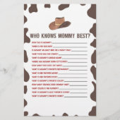 Cowboy Rodeo die weet mama Baby shower spel Briefpapier (Voorkant)