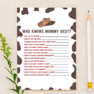 Cowboy Rodeo die weet mama Baby shower spel Briefpapier