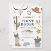 Cowboy Rodeo Eerste Verjaardag 1e Westers Kaart (Voorkant)
