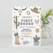 Cowboy Rodeo Eerste Verjaardag 1e Westers Kaart (Staand voorkant)