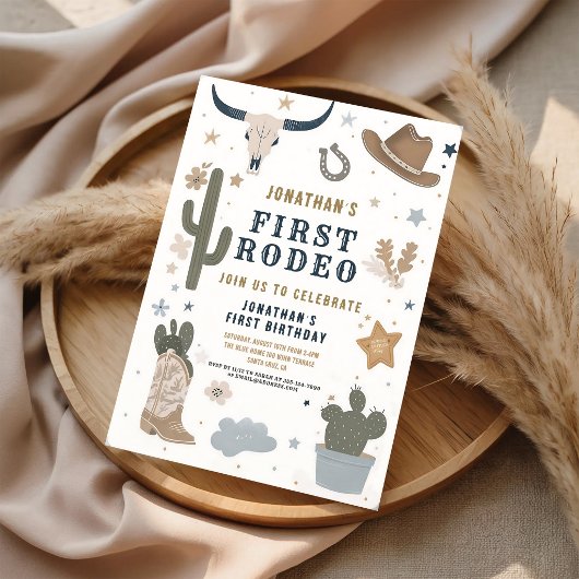 Cowboy Rodeo Eerste Verjaardag 1e Westers Kaart