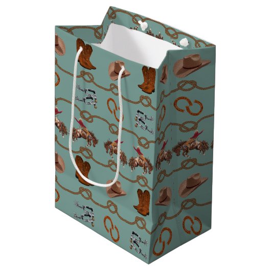 Cowboy Rodeo Essentials Medium Cadeauzakje (Voorkant Gekanteld)