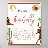 Cowboy Rodeo Hoe groot is haar buik Baby shower sp Poster (Voorkant)