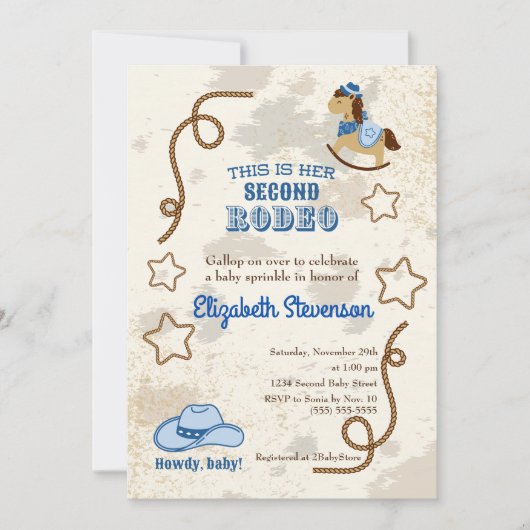 Cowboy Rodeo Howdy Tweede Baby shower Sprinkle Kaart (Voorkant)