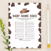 Cowboy Rodeo Naam Race Baby shower Spelactiviteit Briefpapier