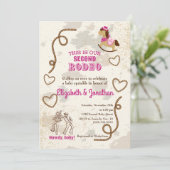 Cowboy Rodeo Pink Howdy Baby shower Sprinkle Kaart (Staand voorkant)