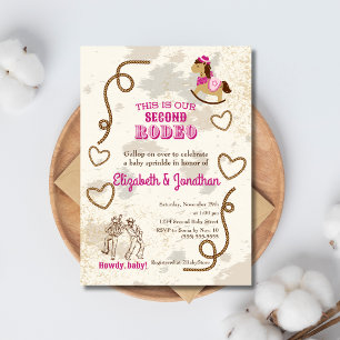 Cowboy Rodeo Roze Howdy Baby Shower Strooigoed Kaart