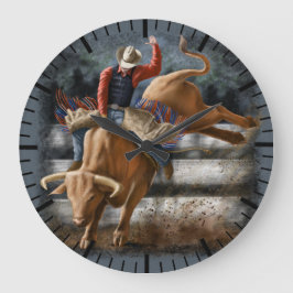 Cowboy Rodeo Ruiter Springende Stier Western Thema Grote Klok