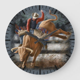 Cowboy Rodeo Ruiter Springende Stier Western Thema Grote Klok