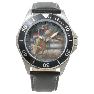 Cowboy Rodeo Ruiter Springstier Western Thema Horloge