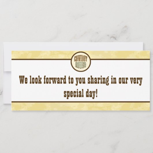 Cowboy Rodeo Stee Boarding Pass bruiloft uitnodigi Kaart (Achterkant)