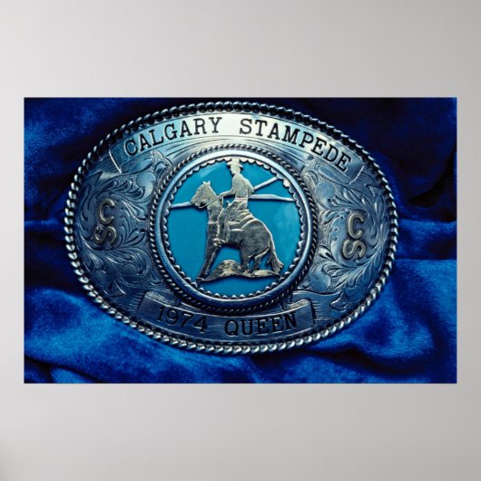 Cowboy rodeo trophy buckle, Alberta, Canada Poster (Voorkant)