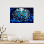 Cowboy rodeo trophy buckle, Alberta, Canada Poster (Keuken)