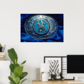 Cowboy rodeo trophy buckle, Alberta, Canada Poster (Thuiskantoor)