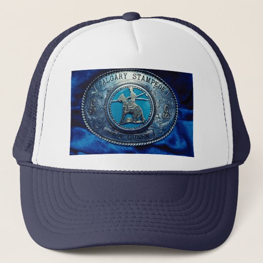 Cowboy rodeo trophy buckle, Alberta, Canada Trucker Pet (Voorkant)