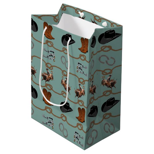 Cowboy Rodeo Tuig Medium Cadeauzakje (Voorkant Gekanteld)