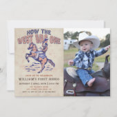 Cowboy Rodeo Verjaardag Hoe het Westen was Een Fot Kaart (Voorkant)