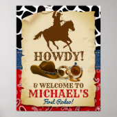 Cowboy Rodeo Verjaardag Welkomstbord Poster (Voorkant)