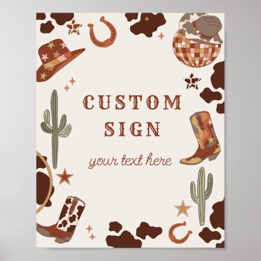 Cowboy Rodeo verjaardag Wild west Custom teken Poster (Voorkant)