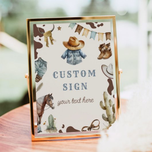 Cowboy Rodeo verjaardag Wild west Custom teken Poster