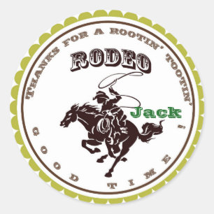 Cowboy Rodeo Verjaardagsfeestje Favor Stickers