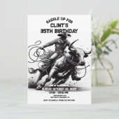 Cowboy Rodeo verjaardagsuitnodiging, Rodeo Bull Ri Kaart (Staand voorkant)