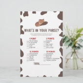 Cowboy Rodeo Wat is er in Purse Baby shower spel Briefpapier (Staand voorkant)