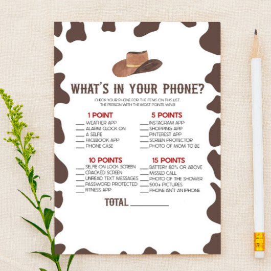 Cowboy Rodeo Wat zit er in je telefoon Baby shower Briefpapier