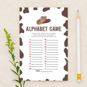 Cowboy Rodeo Western Alfabet Baby Shower Spel Briefpapier