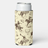 Cowboy Rodeo Western Beige en Bruin Seltzer Blikjeskoeler (Seltzer Achterkant)