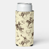 Cowboy Rodeo Western Beige en Bruin Seltzer Blikjeskoeler (Seltzer Voorkant)