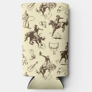 Cowboy Rodeo Western Beige en Bruin Seltzer Blikjeskoeler