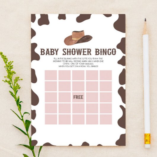 Cowboy Rodeo Western Bingo Baby shower Spel Briefpapier