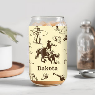 Cowboy Rodeo Western gepersonaliseerd Blikvorm Glas
