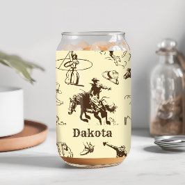 Cowboy Rodeo Western gepersonaliseerd Blikvorm Glas