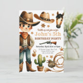 Cowboy Rodeo Western Jongen Verjaardag Kaart (Staand voorkant)