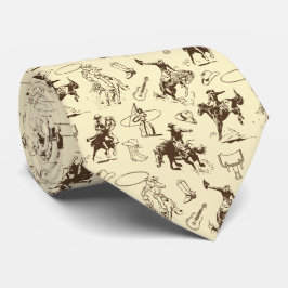 Cowboy Rodeo Western Paarden Beige Bruin Stropdas