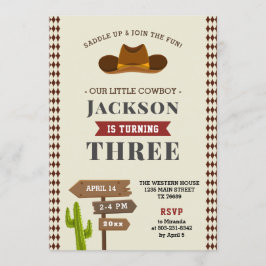 Cowboy Rodeo Western Saloon Kind Boy Verjaardagsfe Kaart