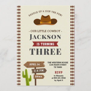 Cowboy Rodeo Western Saloon Kind Boy Verjaardagsfe Kaart
