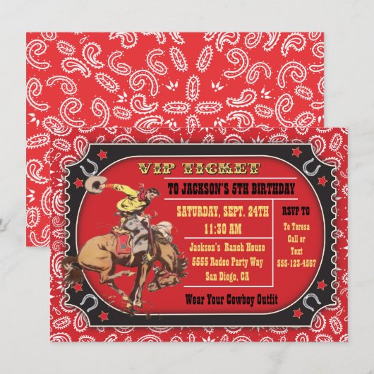 Cowboy Rodeo Western Verjaardagsfeestje Kaart (Voorkant / Achterkant)