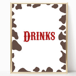 Cowboy Rodeo Westerne Drinken Tafel Party Teken Poster