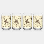 Cowboy Rodeo Westerne gepersonaliseerde set van 4 Blikvorm Glas (Voorkant)