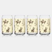 Cowboy Rodeo Westerne gepersonaliseerde set van 4 Blikvorm Glas (Links)
