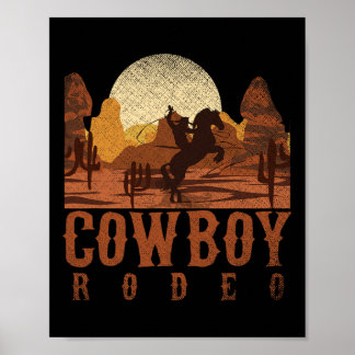 Cowboy Rodeo Westerne Texaanse Gift Horseck Rijden Poster