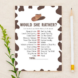 Cowboy Rodeo wil dat ze liever Baby shower spel Briefpapier