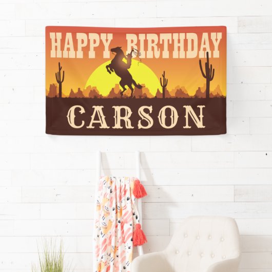 Cowboy Rodeo Wild West Elke leeftijd, gelukkige ve Spandoek (Insitu)