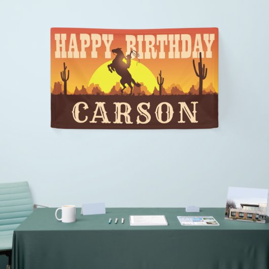 Cowboy Rodeo Wild West Elke leeftijd, gelukkige ve Spandoek (Beurs)