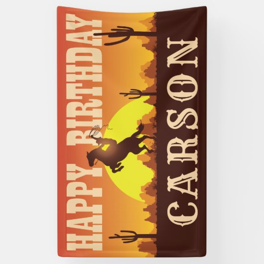 Cowboy Rodeo Wild West Elke leeftijd, gelukkige ve Spandoek (Verticaal)